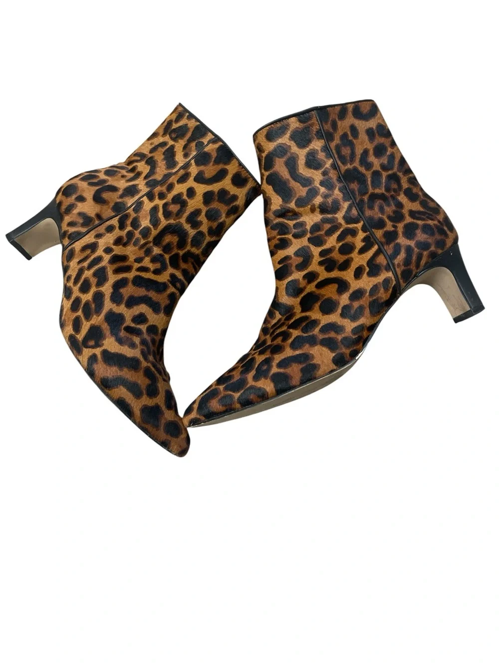 Andre Assous Leopard Print Fur Pointed Toe Ankle Booties - Brown/Black